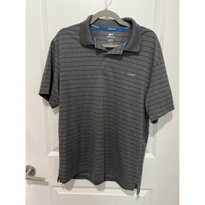 Greg Norman Polo Shirt Mens Large Gray Black Attack Life Striped Golf
